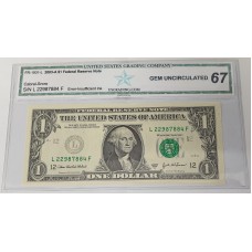 UNITED STATES OF AMERICA 2003 . ONE 1 DOLLAR BANKNOTE . ERROR . INSUFFICIENT INK